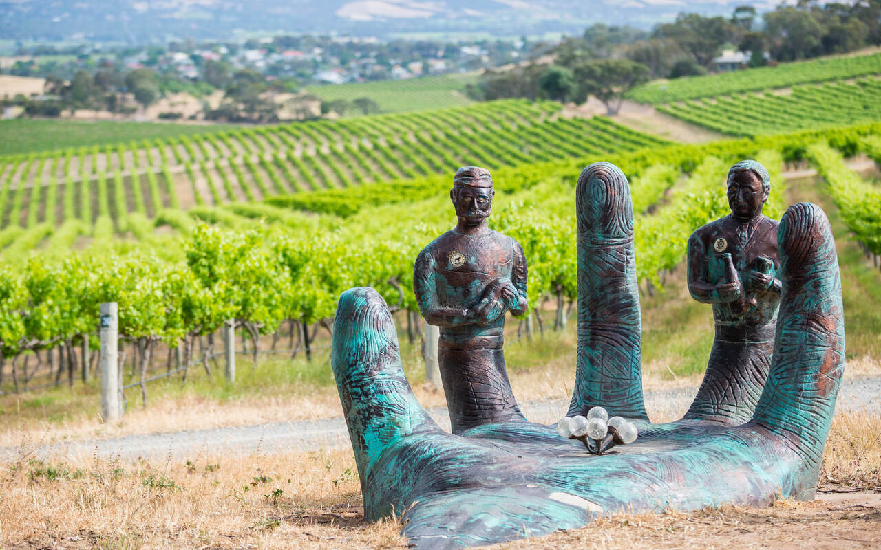 Picture of d'Arenberg vineyards with art piece